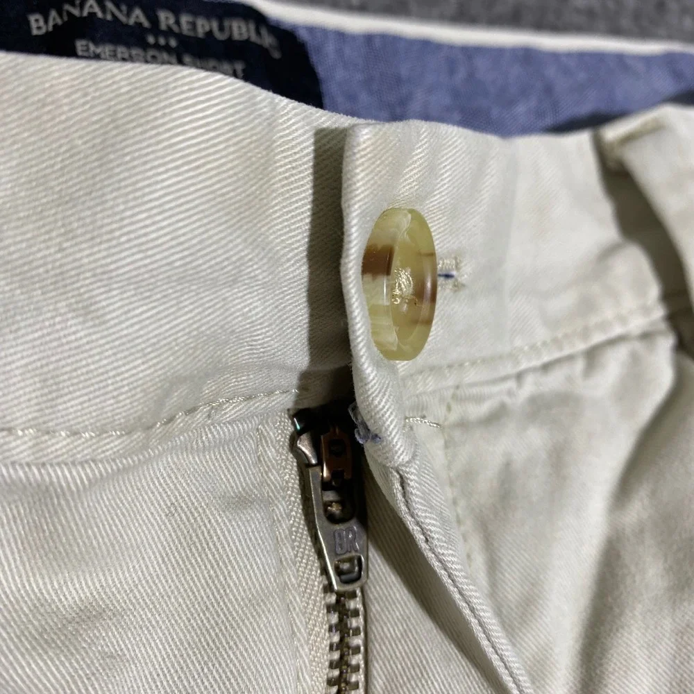 Banana Republic Emerson Short Mens 36 Khaki Tan Chino Cotton Straight Fit Casual